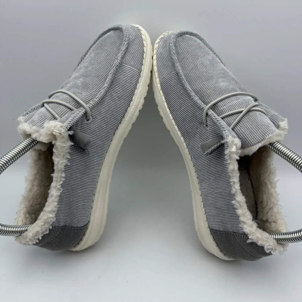 Hey Dude Wendy Corduroy Faux Fur Lined Slip On Loafers Gray Shoes Size 6‎